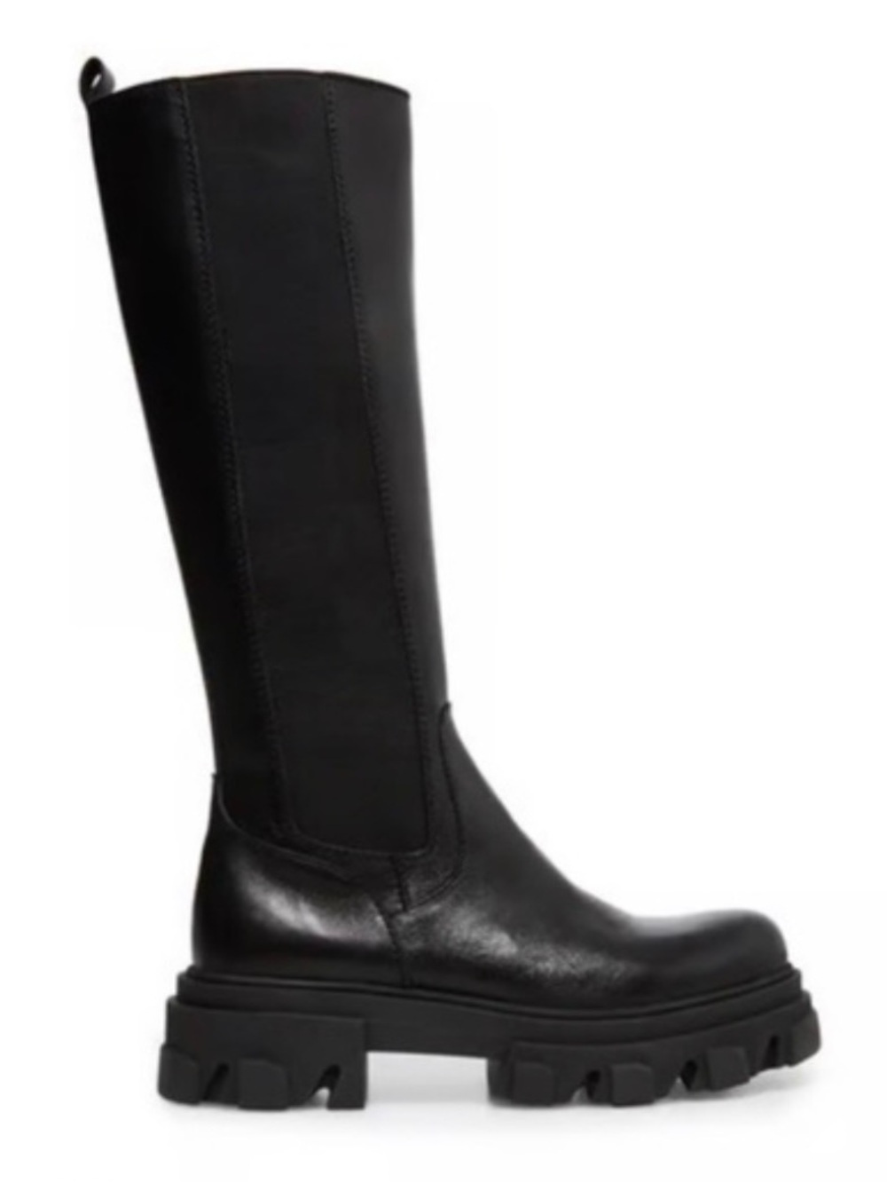 Steve Madden Wayde Leather Tall Lug Sole Chunky Chelsea Riding Boot Black Size 9